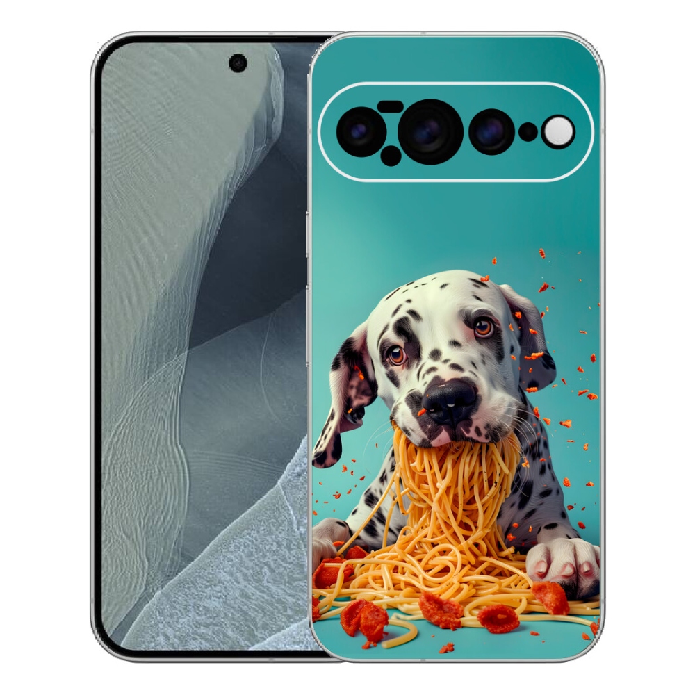 Gélový kryt mmCase na Google Pixel 11 Pro XL - dalmatín a špagety