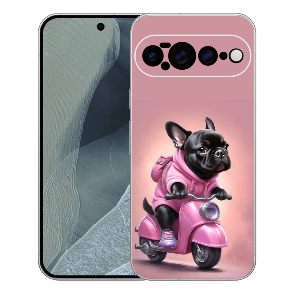 Gélový kryt mmCase na Google Pixel 11 Pro XL - francúzsky buldoček na skútri