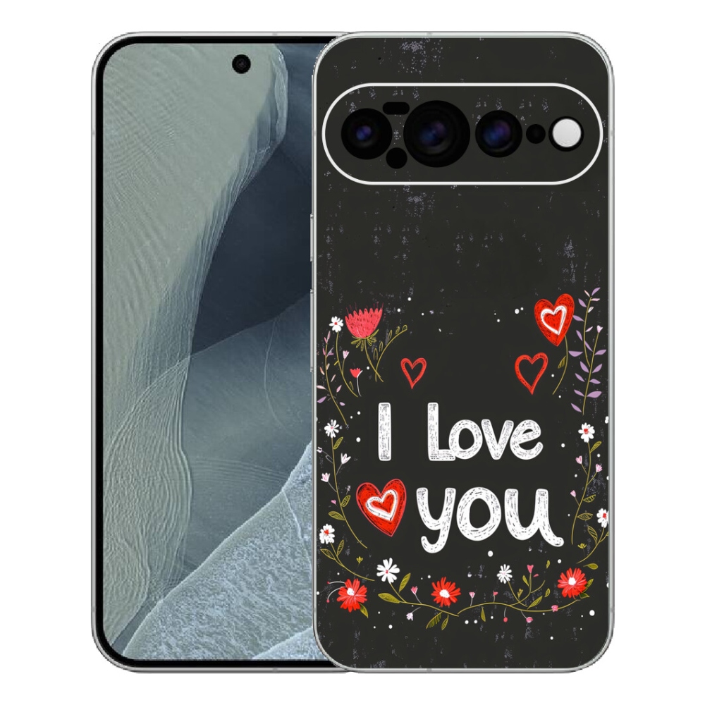 Gélový kryt mmCase na Google Pixel 11 Pro XL - I love you čierne pozadie