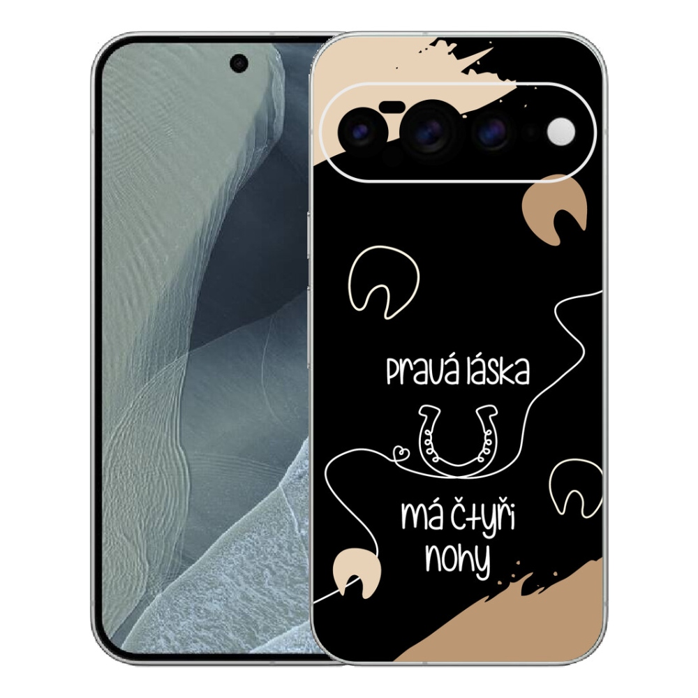 Gélový kryt mmCase na Google Pixel 11 Pro XL - konský motív čierne pozadie