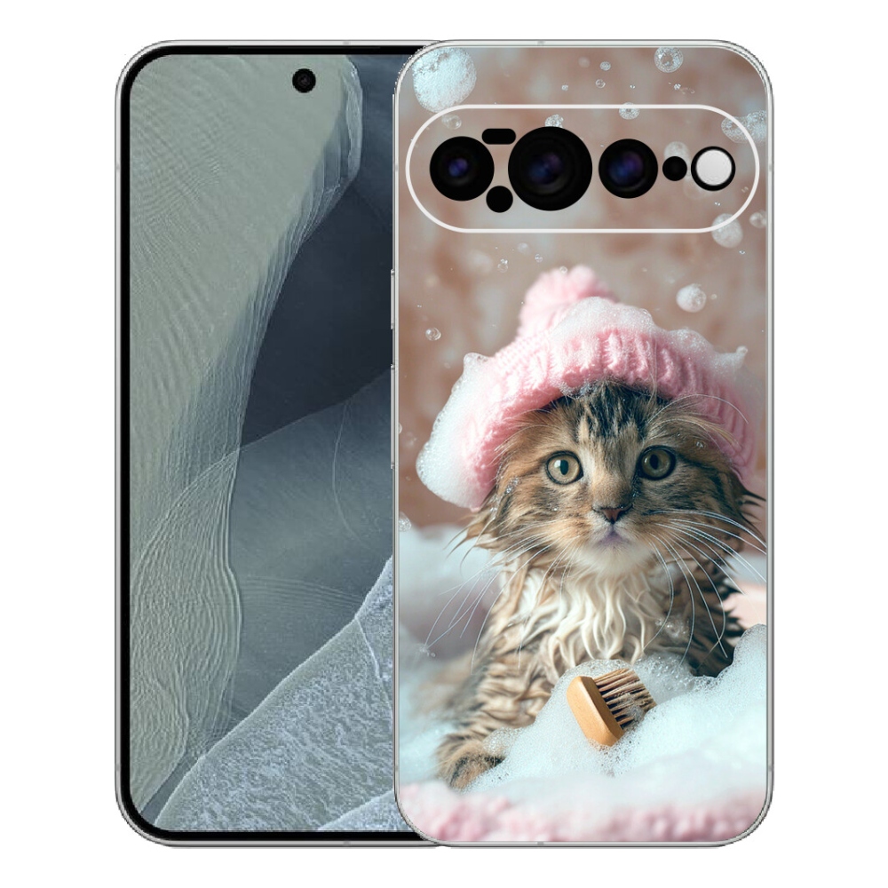Gélový kryt mmCase na Google Pixel 11 Pro XL - mačiatko a kúpeľ