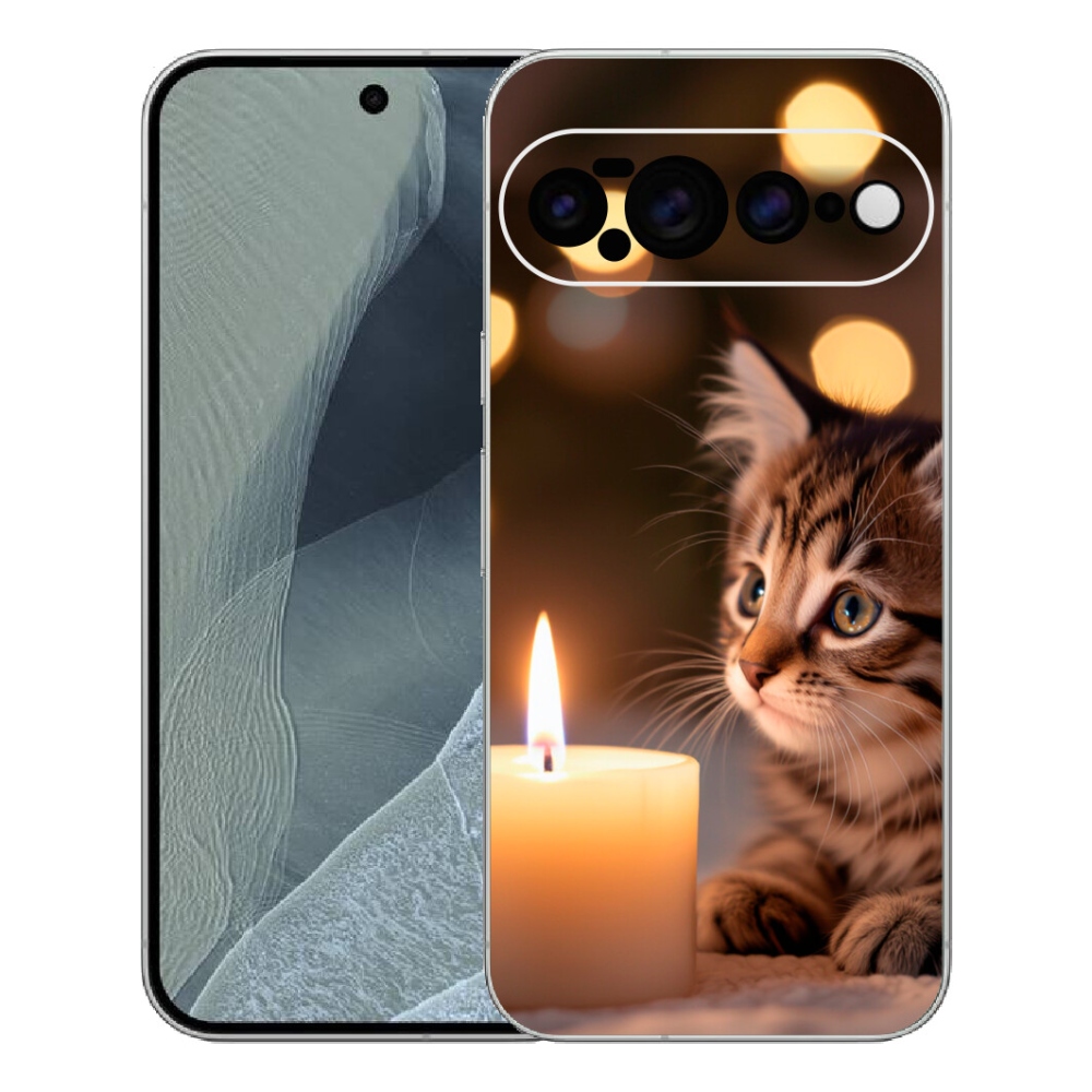 Gélový kryt mmCase na Google Pixel 11 Pro XL - mačiatko a sviečka