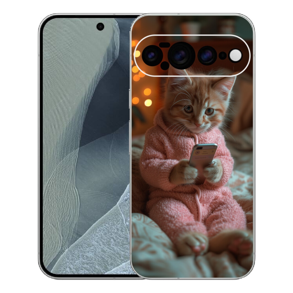 Gélový kryt mmCase na Google Pixel 11 Pro XL - mačiatko s mobilom