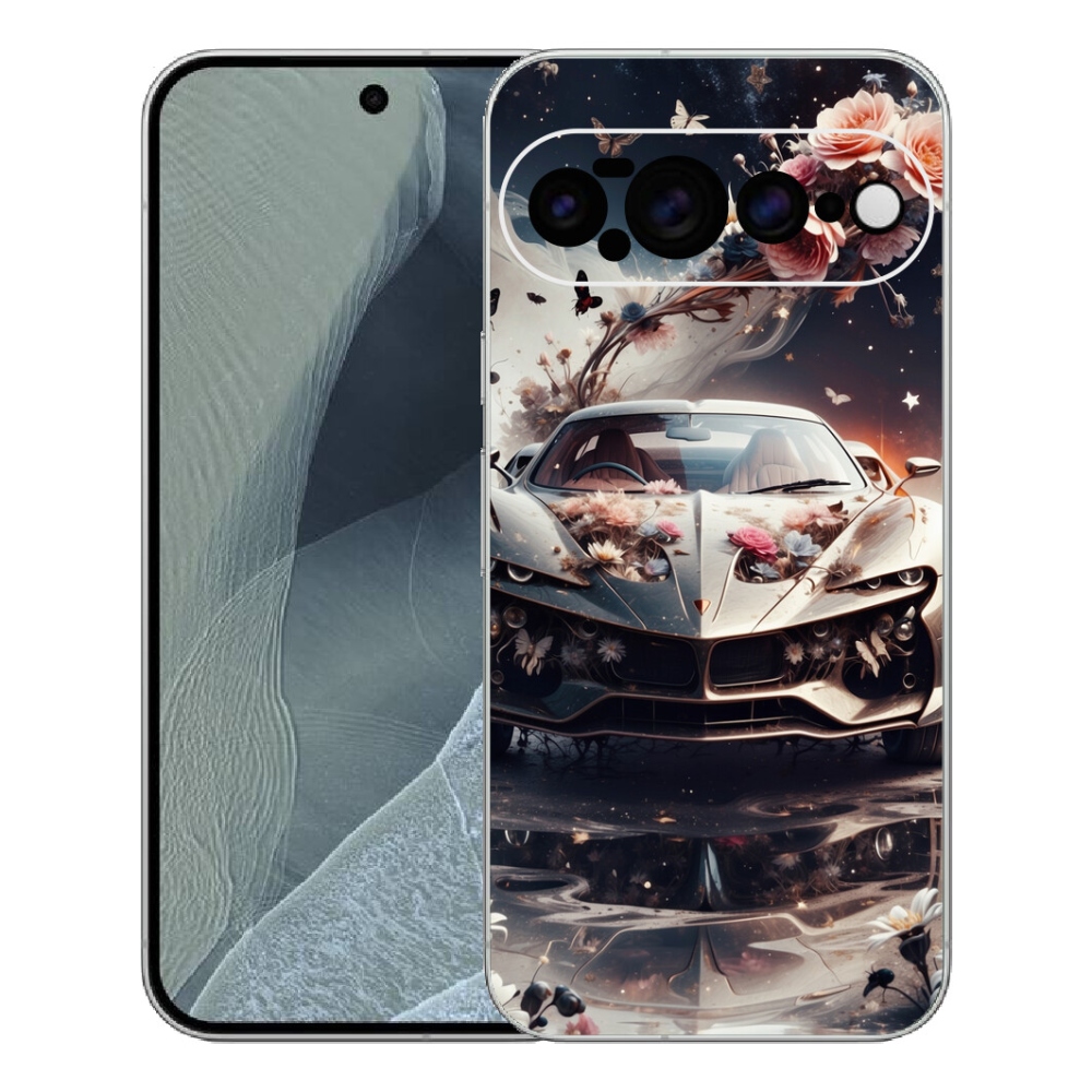 Gélový kryt mmCase na Google Pixel 11 Pro XL - kvetinový športový automobil