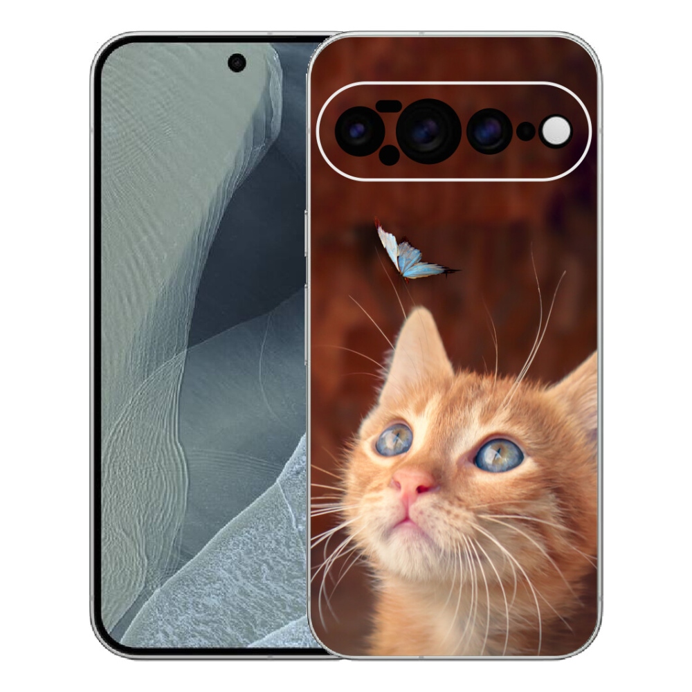 Gélový kryt mmCase na Google Pixel 11 Pro XL - motýľ a mačiatko