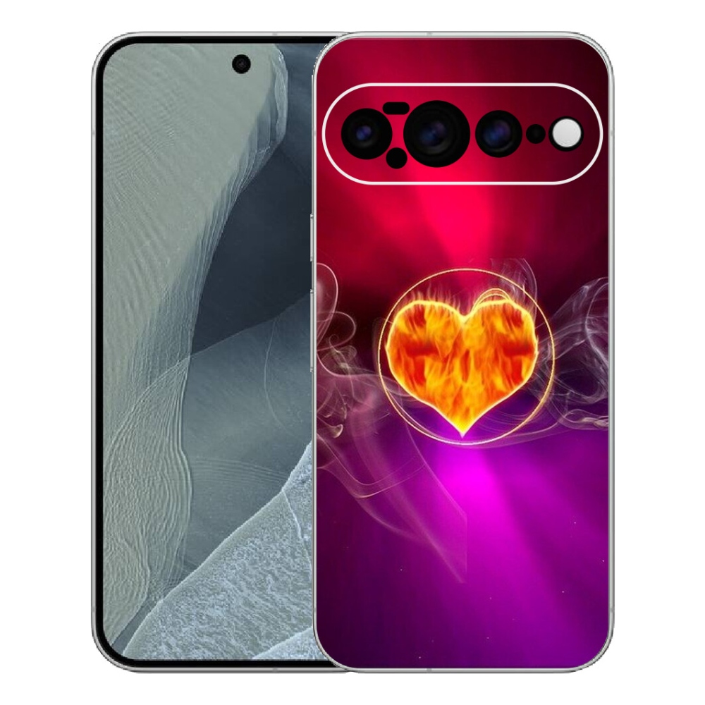 Gélový kryt mmCase na Google Pixel 11 Pro XL - ohnivé srdce