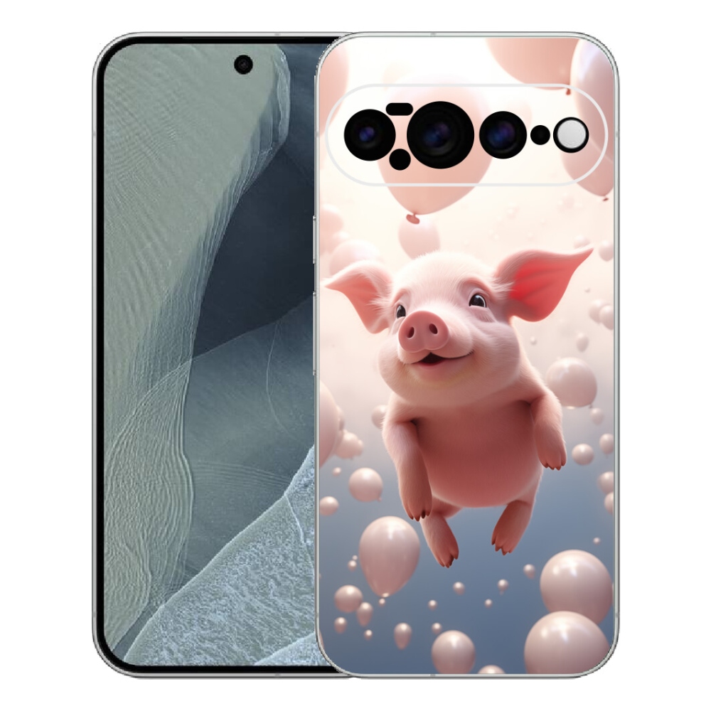 Gélový kryt mmCase na Google Pixel 11 Pro XL - prasiatko s balónikmi