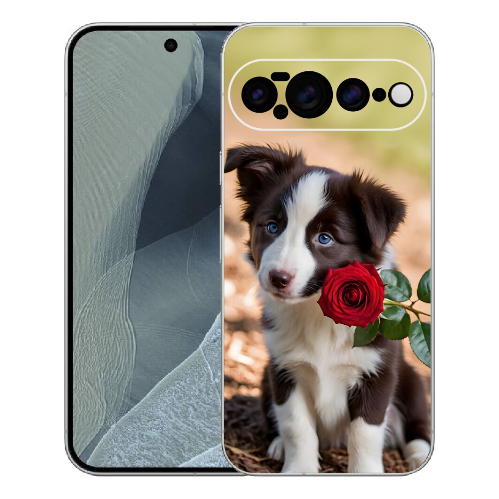 Gélový kryt mmCase na Google Pixel 11 Pro XL - roztomilá border kólia s ružou