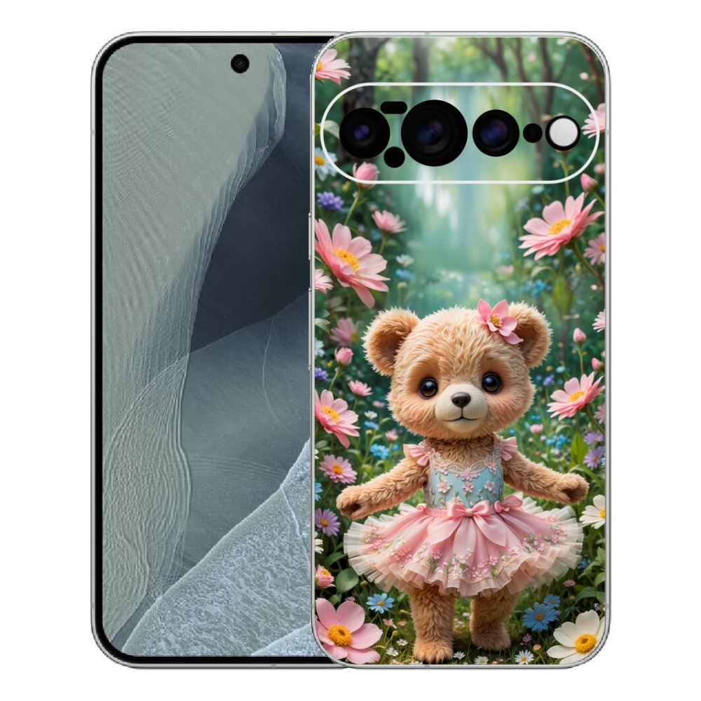 Gélový kryt mmCase na Google Pixel 11 Pro XL - roztomilý medvedík v kvetoch
