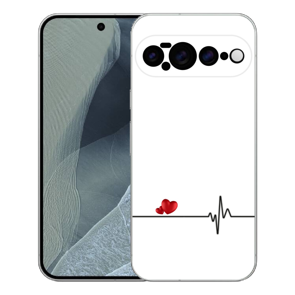 Gélový kryt mmCase na Google Pixel 11 Pro XL - srdce a tep biele pozadie