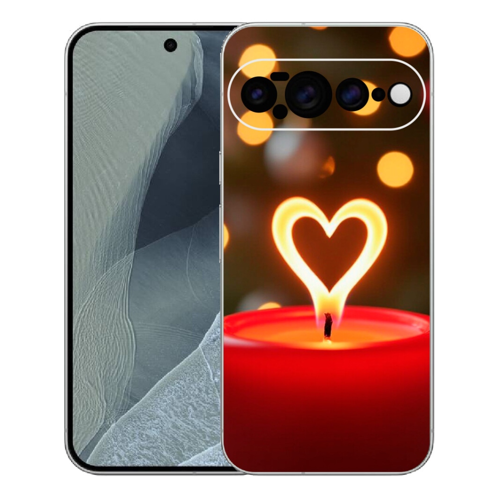 Gélový kryt mmCase na Google Pixel 11 Pro XL - srdce z plameňa