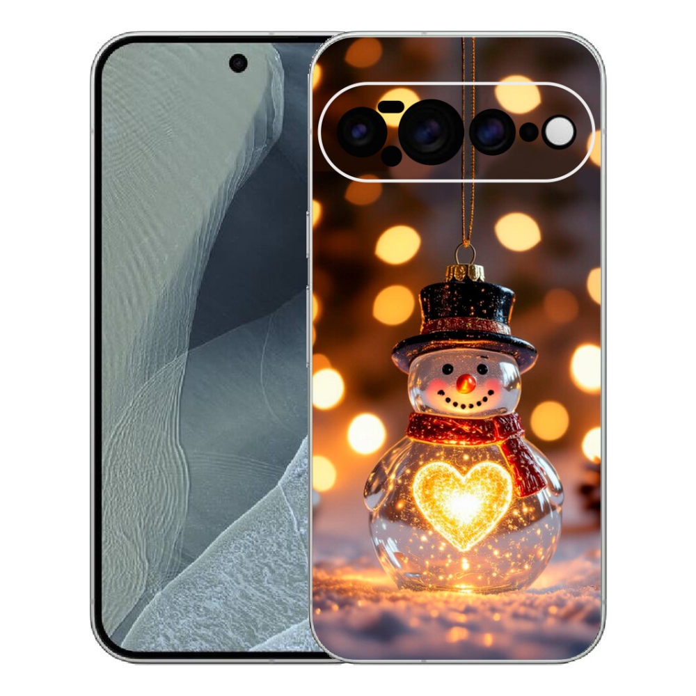 Gélový kryt mmCase na Google Pixel 11 Pro XL - svietiaci vianočný snehuliak