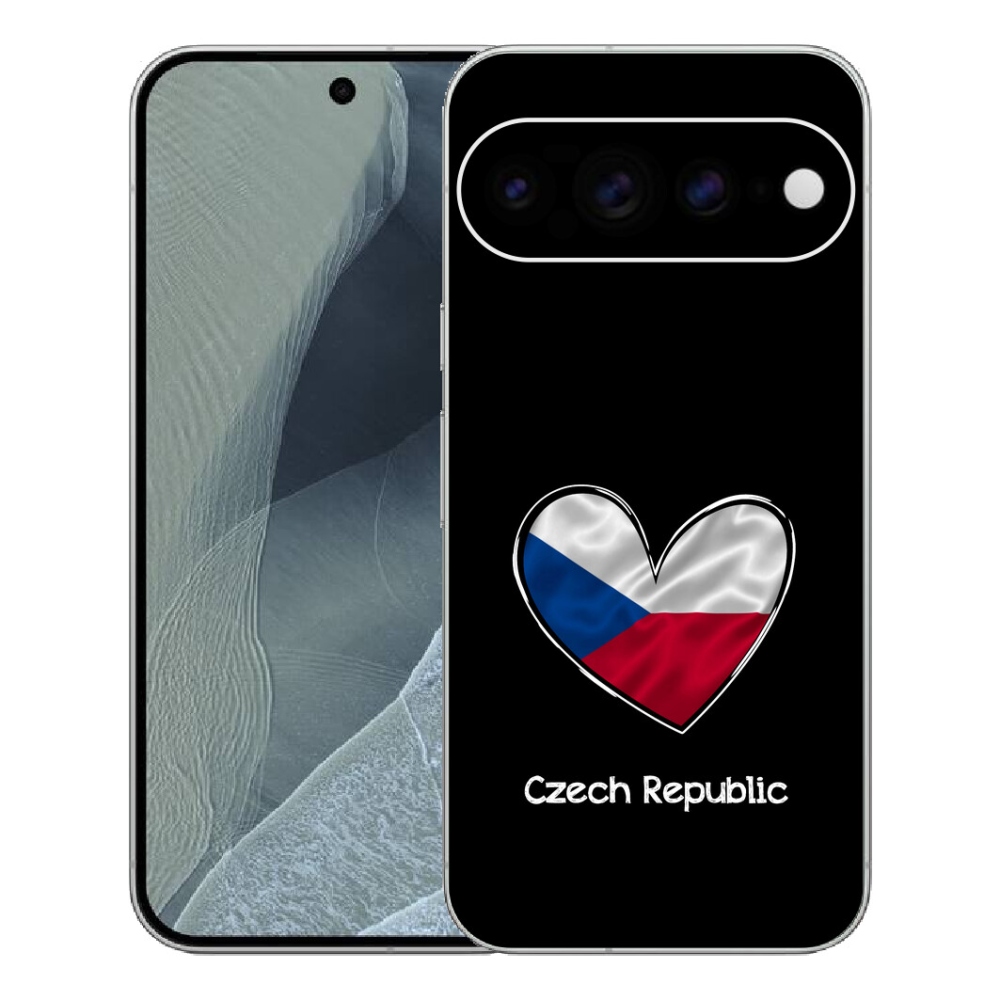 Gélový kryt mmCase na Google Pixel 11 Pro XL - vlajka srdca čierne pozadie