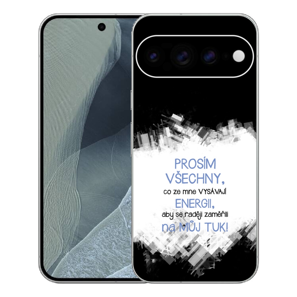Gélový kryt mmCase na Google Pixel 11 Pro XL - vtipný text 1 modrý