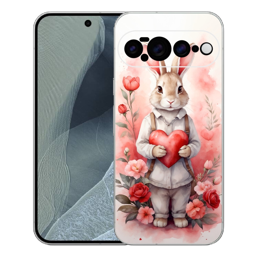 Gélový kryt mmCase na Google Pixel 11 Pro XL - zajac so srdiečkom