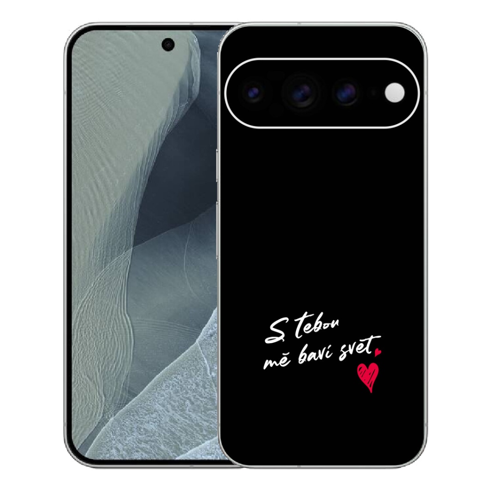 Gélový kryt mmCase na Google Pixel 11 Pro XL - zamilovaný text 1 čierne pozadie