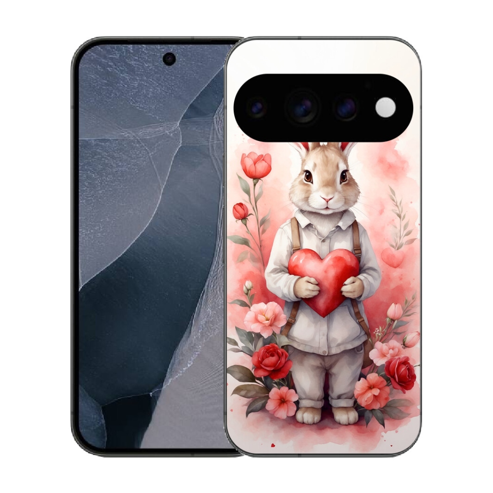 Gélový kryt mmCase na Google Pixel 11 Pro - zajac so srdiečkom