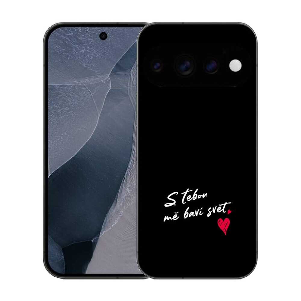 Gélový kryt mmCase na Google Pixel 11 Pro - zamilovaný text 1 čierne pozadie