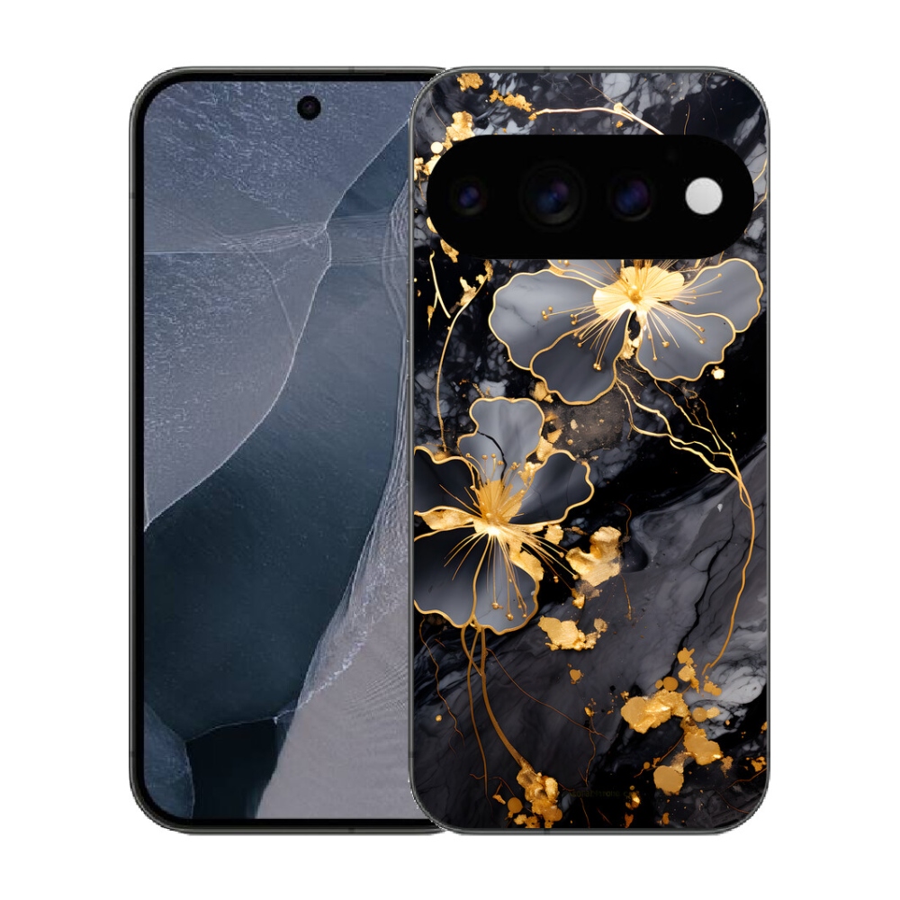 Gélový kryt mmCase na Google Pixel 11 Pro - zlaté kvety
