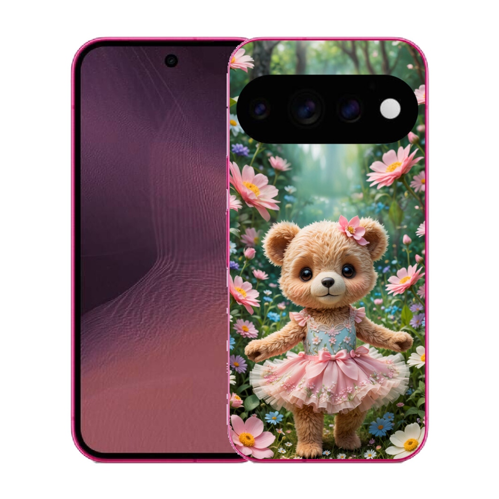 Gélový kryt mmCase na Google Pixel 11 - roztomilý medvedík v kvetoch