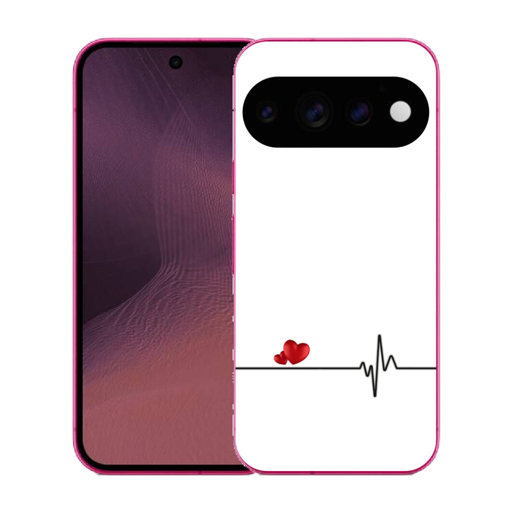 Gélový kryt mmCase na Google Pixel 11 - srdce a tep biele pozadie