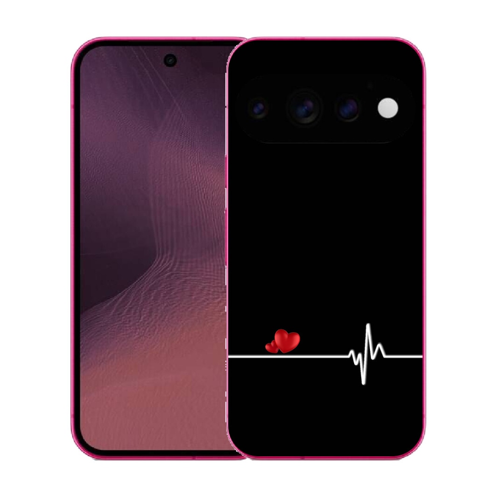 Gélový kryt mmCase na Google Pixel 11 - srdce a tep čierne pozadie