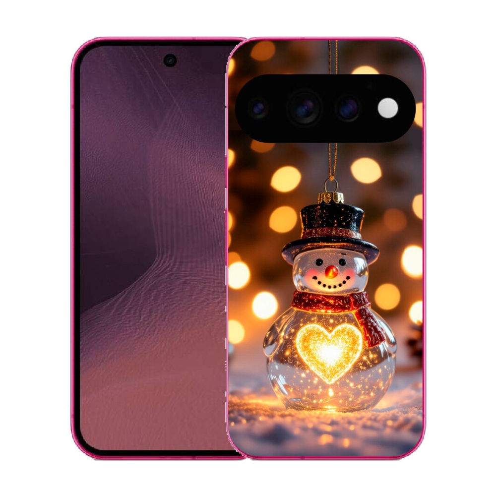 Gélový kryt mmCase na Google Pixel 11 - svietiaci vianočný snehuliak