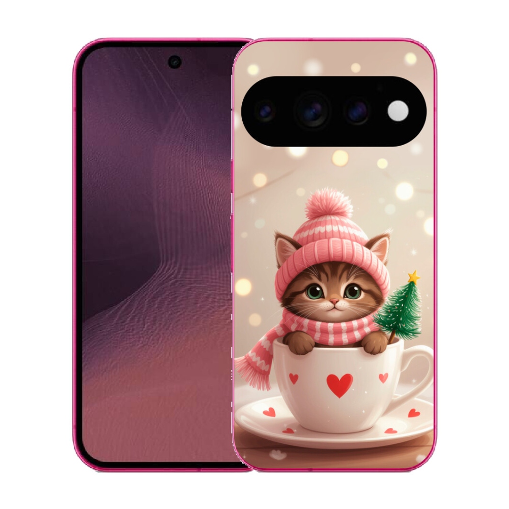 Gélový kryt mmCase na Google Pixel 11 - vianočné mačiatko v hrnčeku