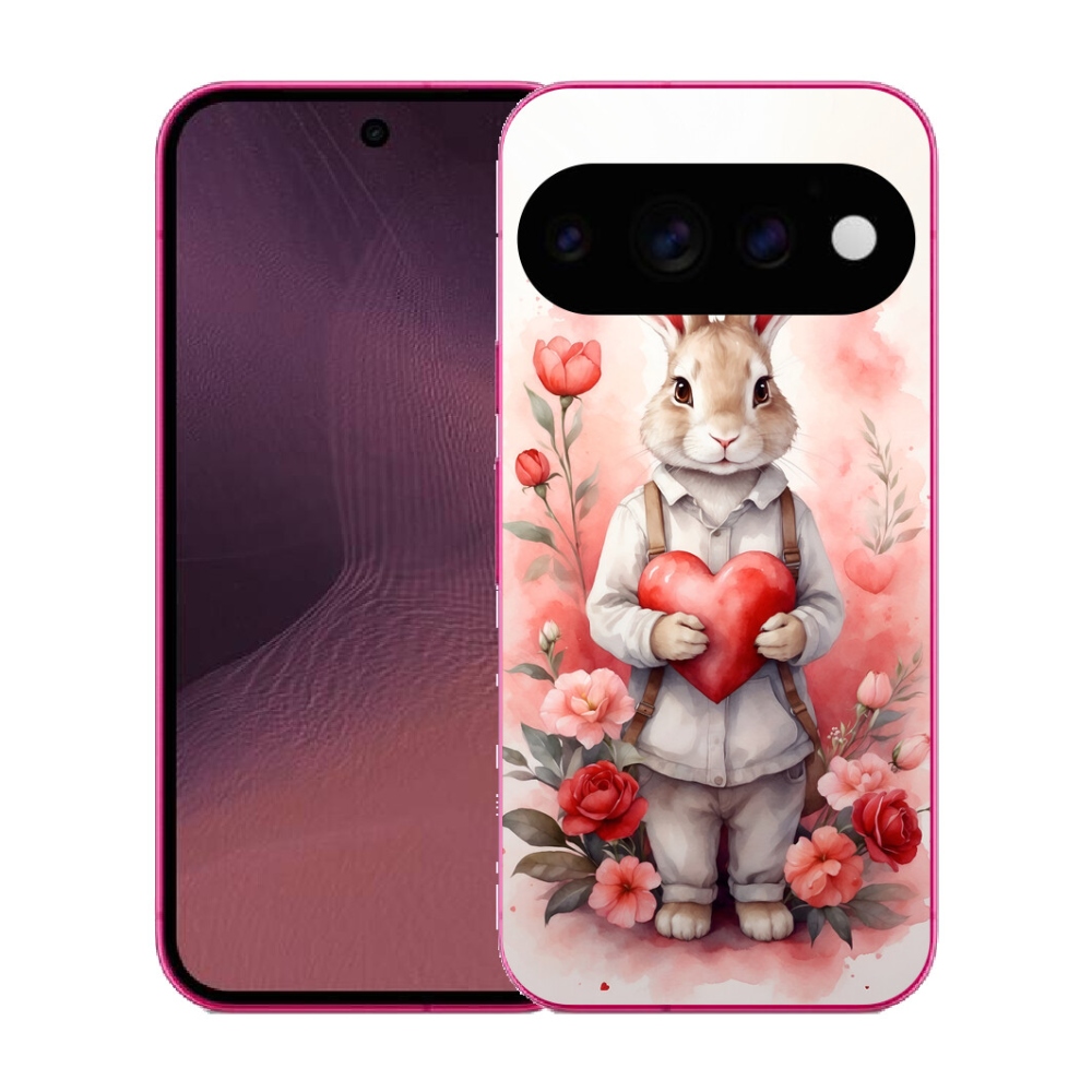Gélový kryt mmCase na Google Pixel 11 - zajac so srdiečkom
