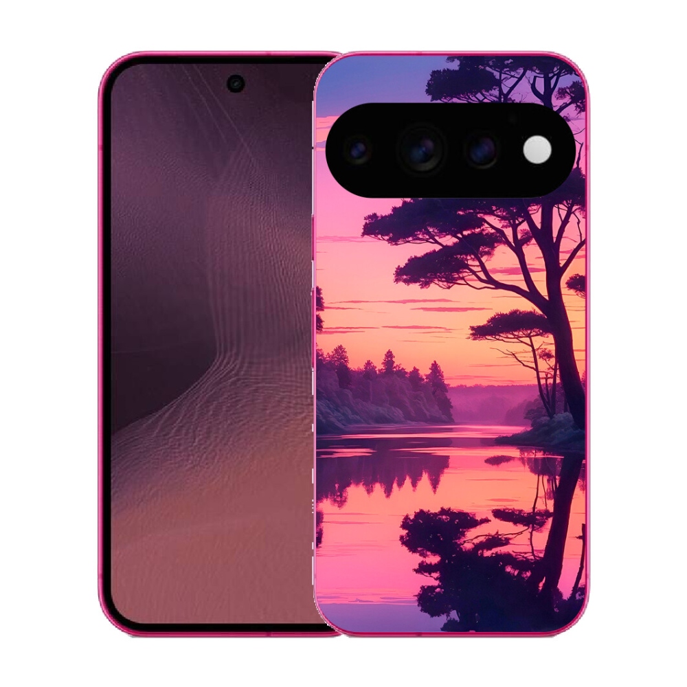 Gélový kryt mmCase na Google Pixel 11 - západ slnka nad jazerom