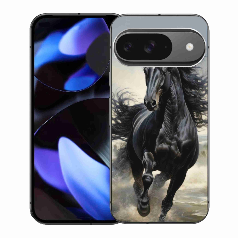 Gélový kryt mmCase na Google Pixel 9 - bežiaci čierny kôň