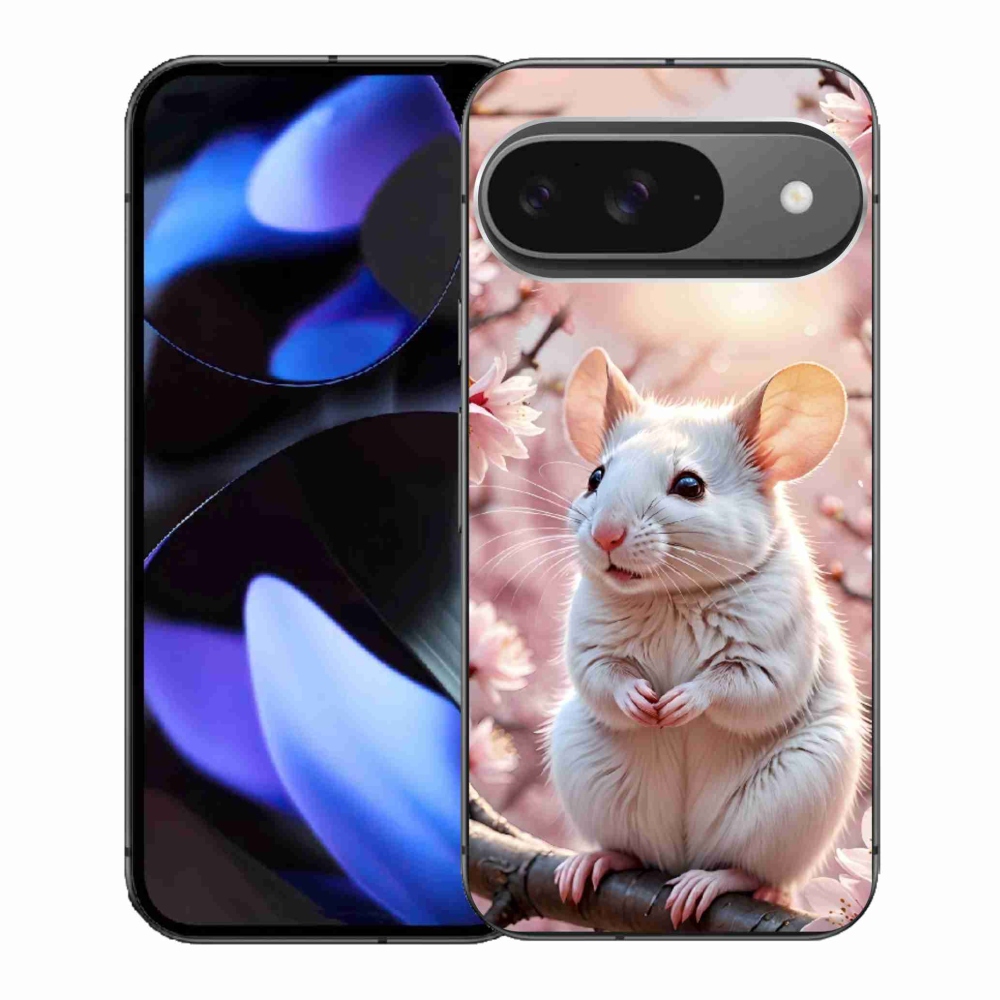 Gélový kryt mmCase na Google Pixel 9 - biela myš na vetve