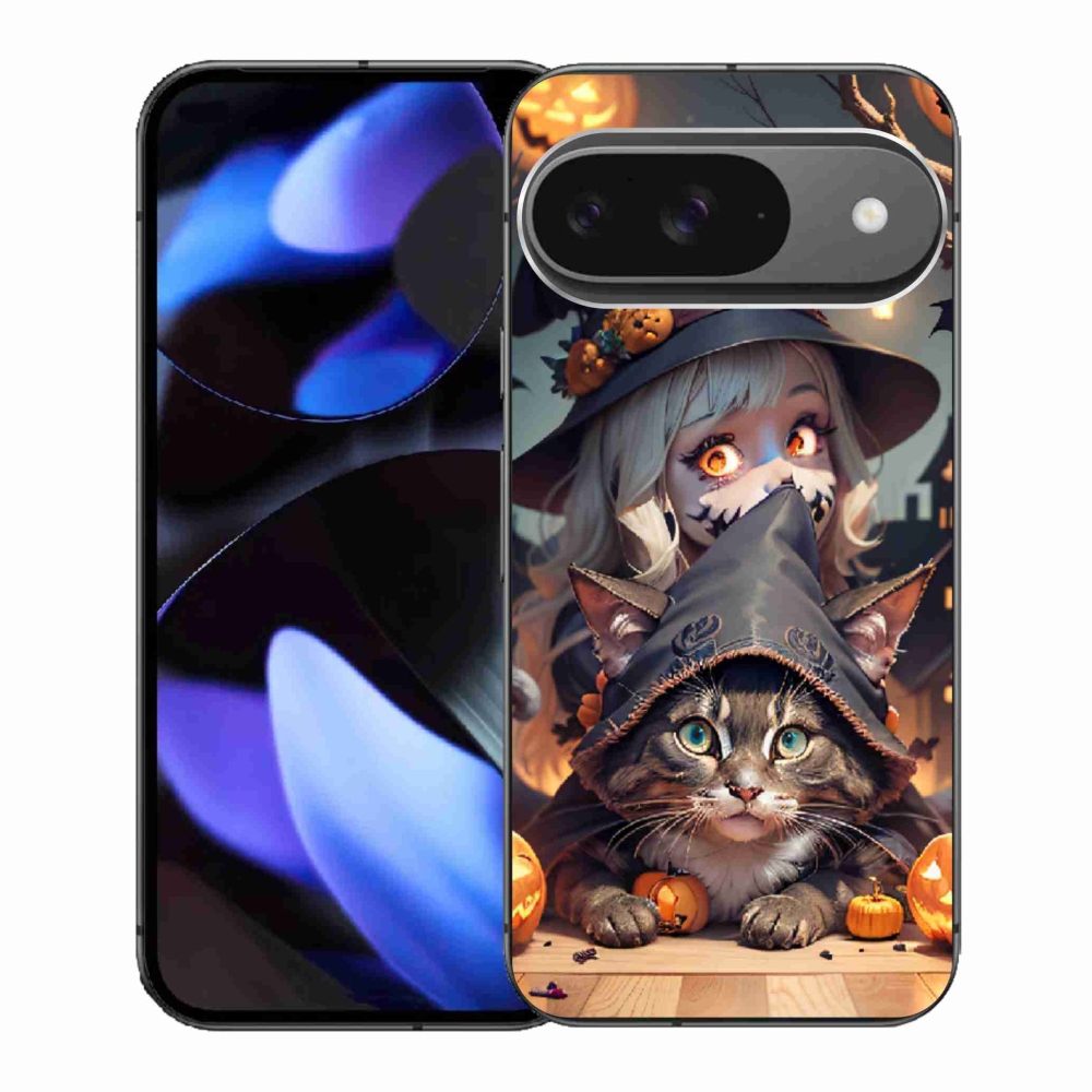 Gélový kryt mmCase na Google Pixel 9 - čarodejnica s mačkou