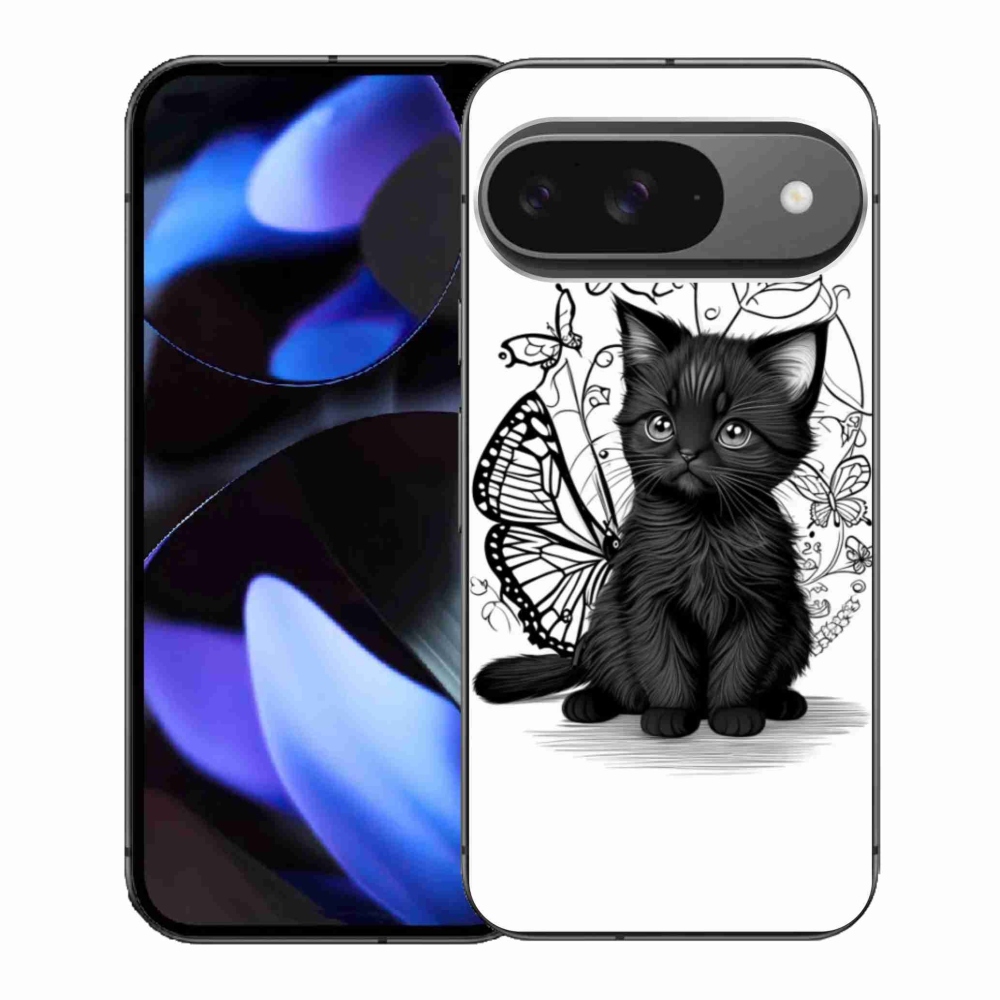 Gélový kryt mmCase na Google Pixel 9 - čierne mačiatko