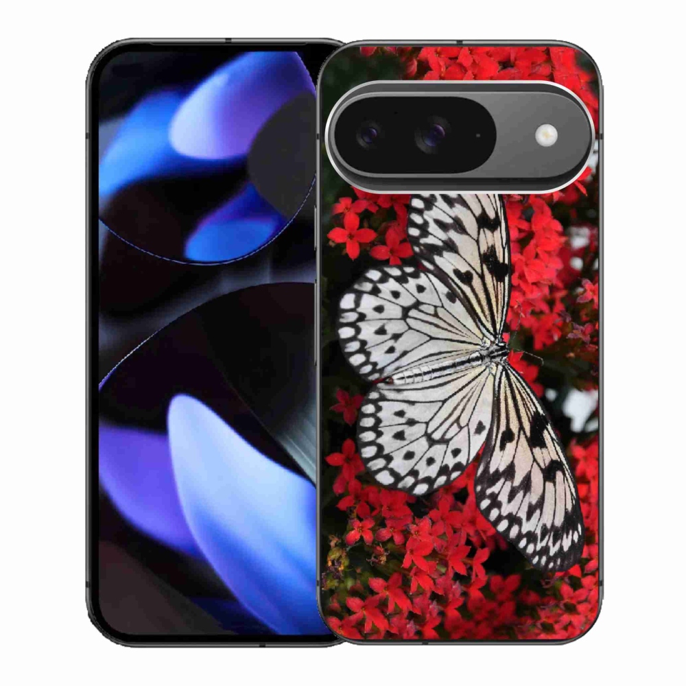 Gélový kryt mmCase na Google Pixel 9 - čiernobiely motýľ 1