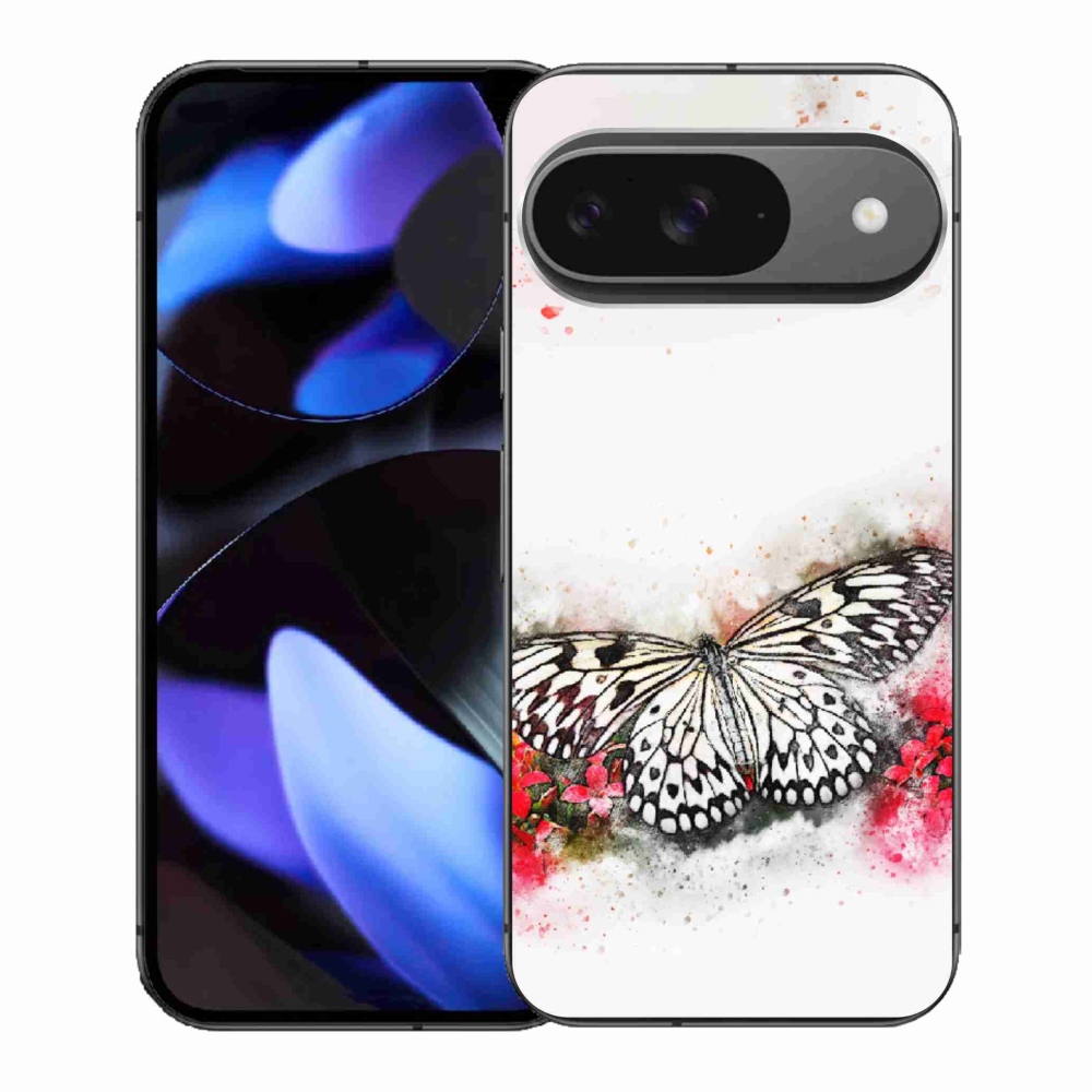 Gélový kryt mmCase na Google Pixel 9 - čiernobiely motýľ