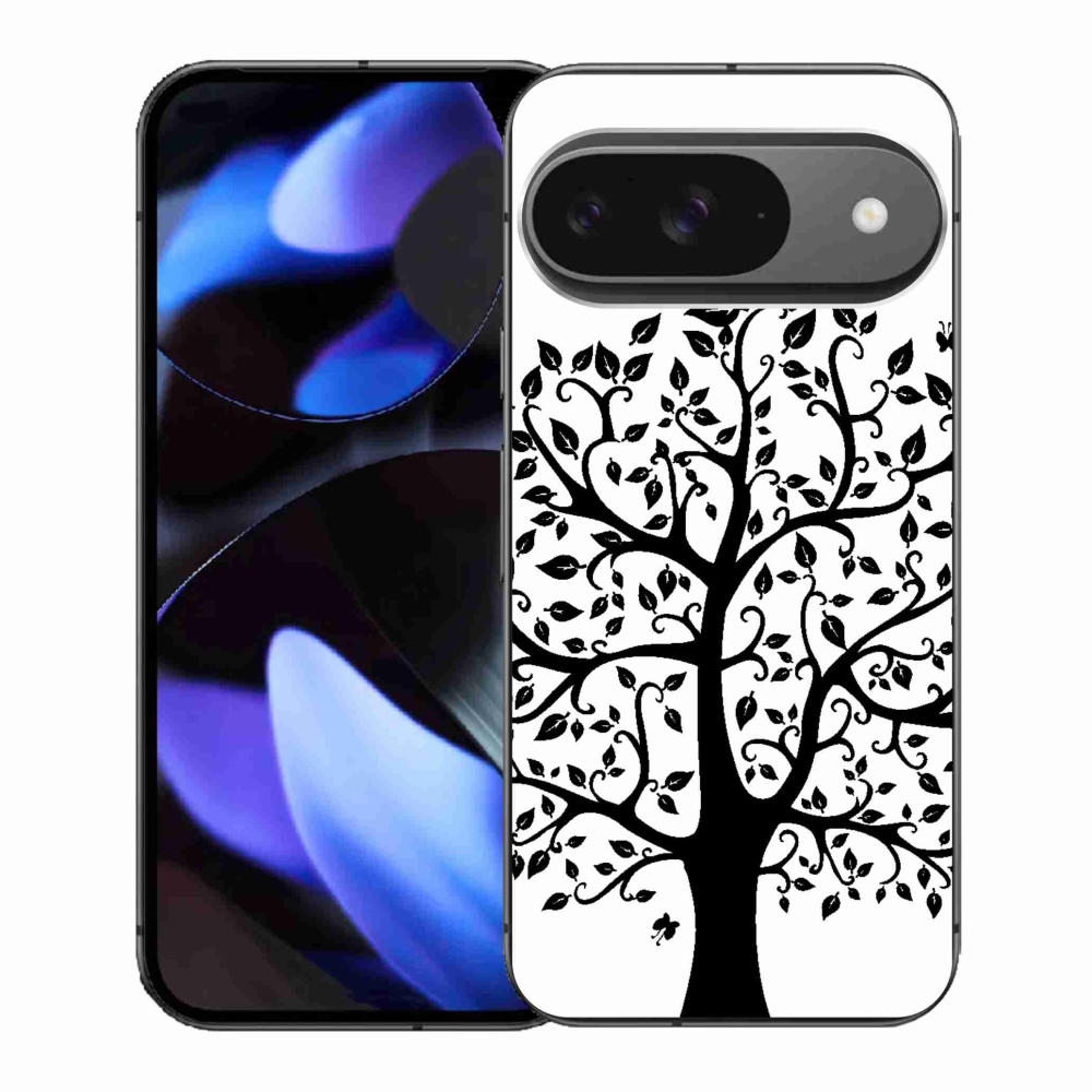 Gélový kryt mmCase na Google Pixel 9 - čiernobiely strom