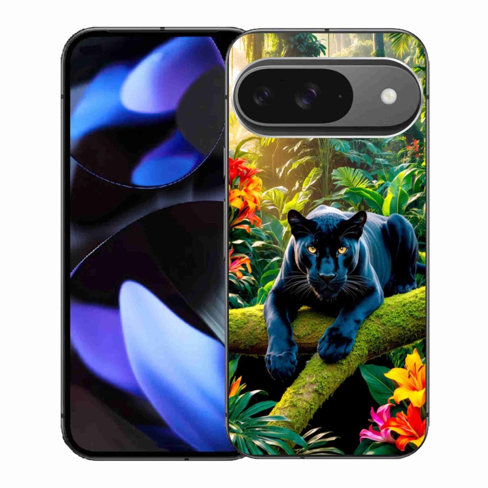 Gélový kryt mmCase na Google Pixel 9 - čierny panter v džungli
