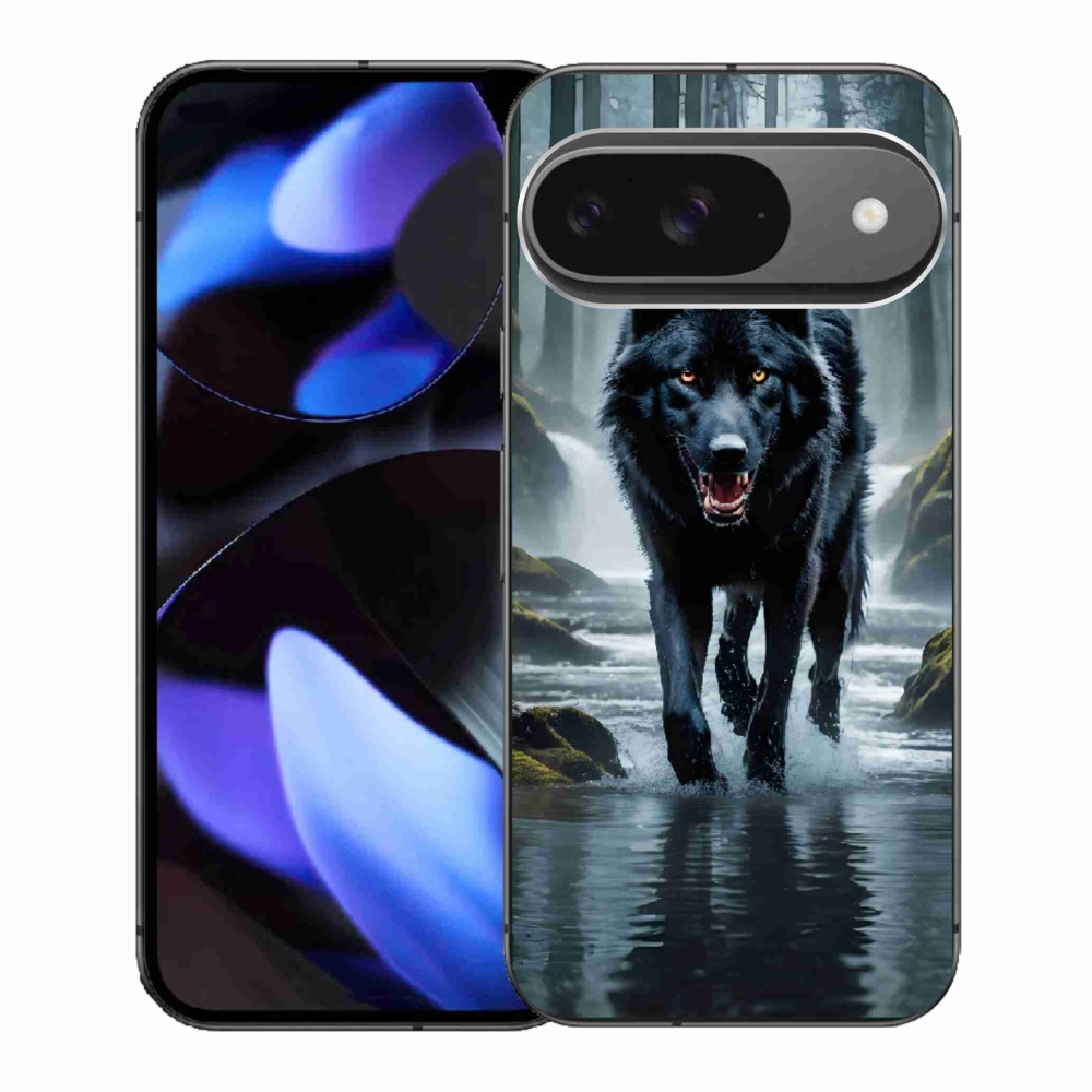 Gélový kryt mmCase na Google Pixel 9 - čierny vlk