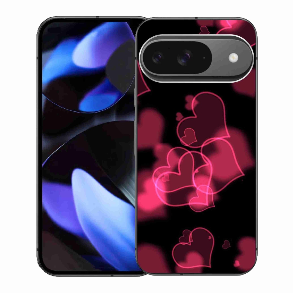 Gélový kryt mmCase na Google Pixel 9 - červené srdiečka