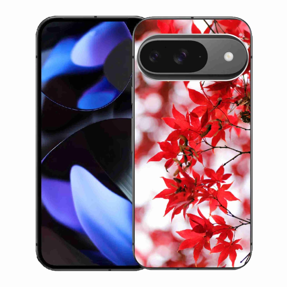 Gélový kryt mmCase na Google Pixel 9 - červené listy