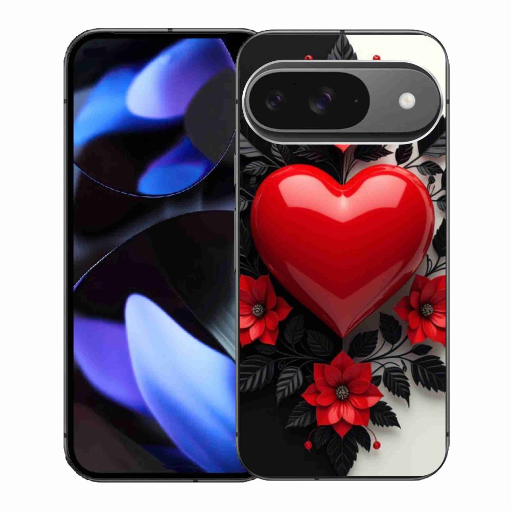 Gélový kryt mmCase na Google Pixel 9 - červené srdce