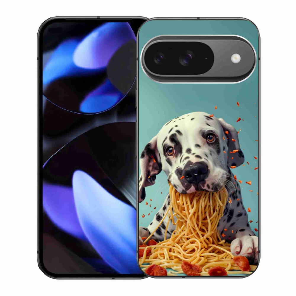 Gélový kryt mmCase na Google Pixel 9 - dalmatín a špagety