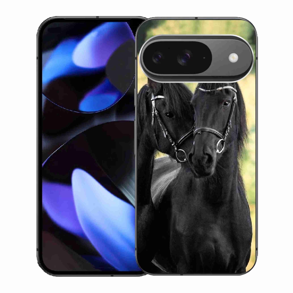 Gélový kryt mmCase na Google Pixel 9 - dva čierne kone