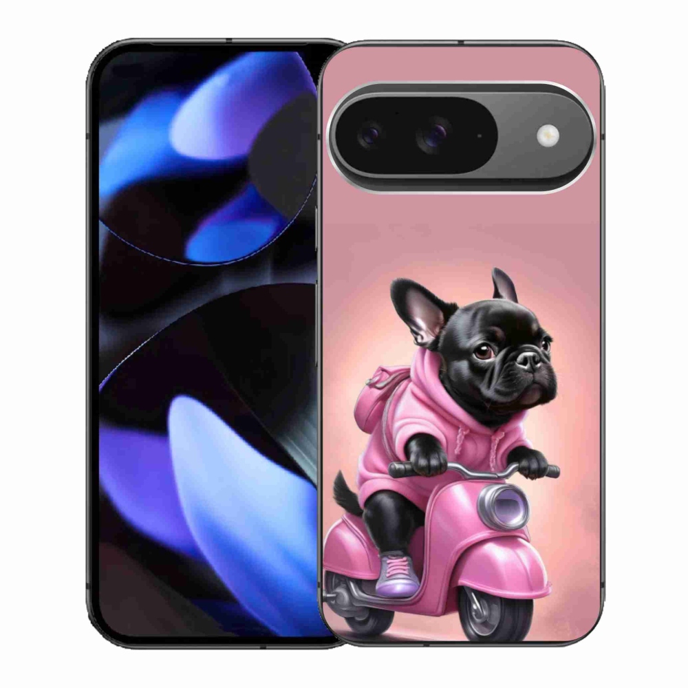 Gélový kryt mmCase na Google Pixel 9 - francúzsky buldoček na skútri