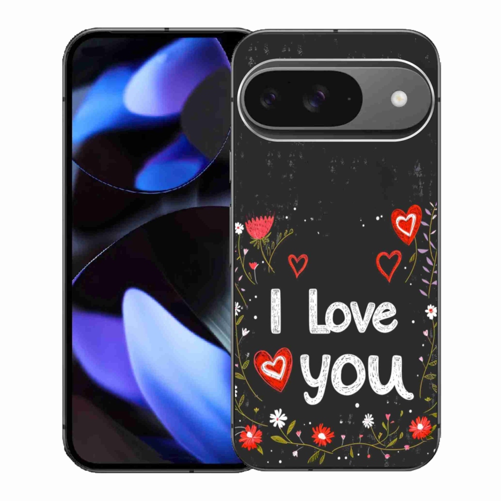Gélový kryt mmCase na Google Pixel 9 - I love you čierne pozadie