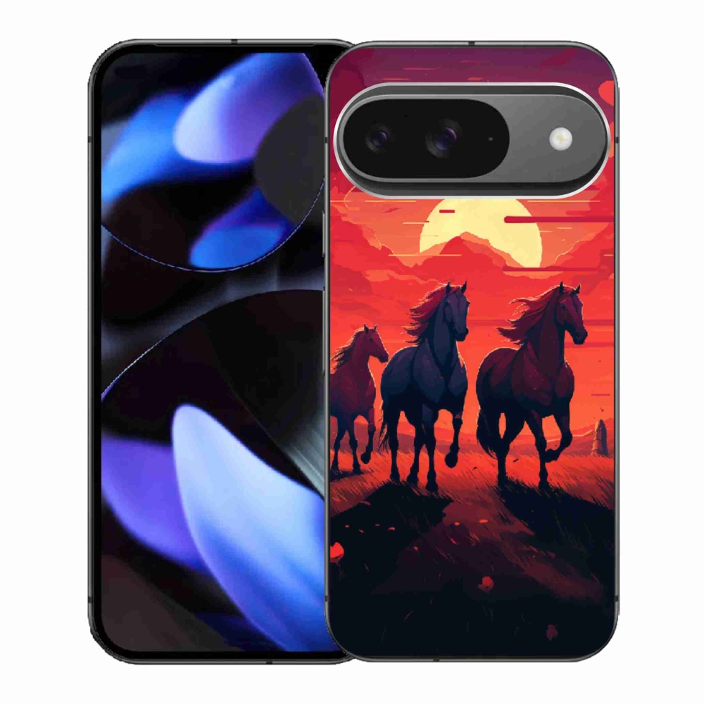 Gélový kryt mmCase na Google Pixel 9 - kone a západ slnka