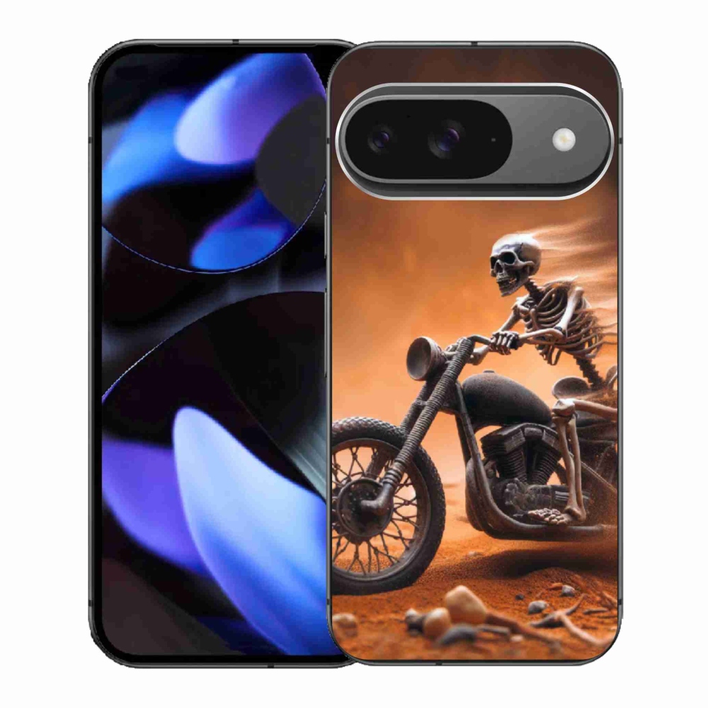 Gélový kryt mmCase na Google Pixel 9 - kostra na motorke