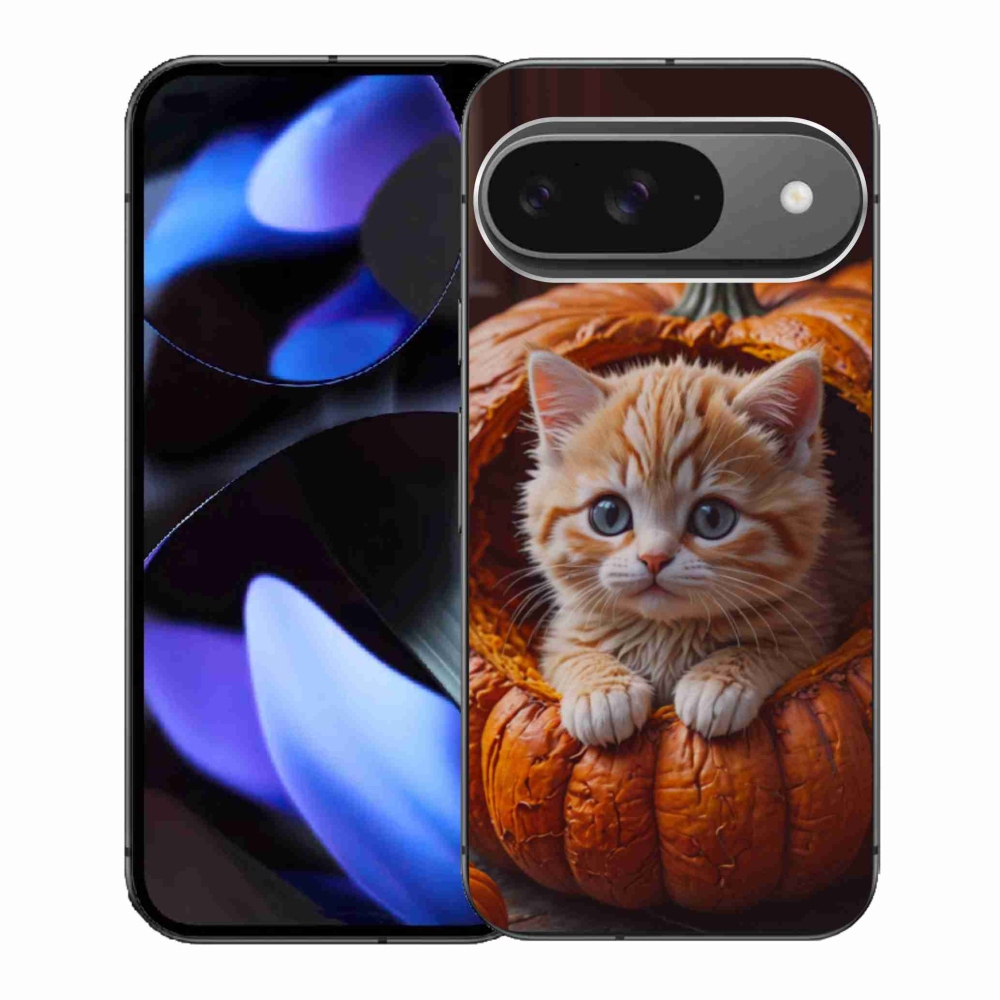 Gélový kryt mmCase na Google Pixel 9 - mačiatko a tekvica 2