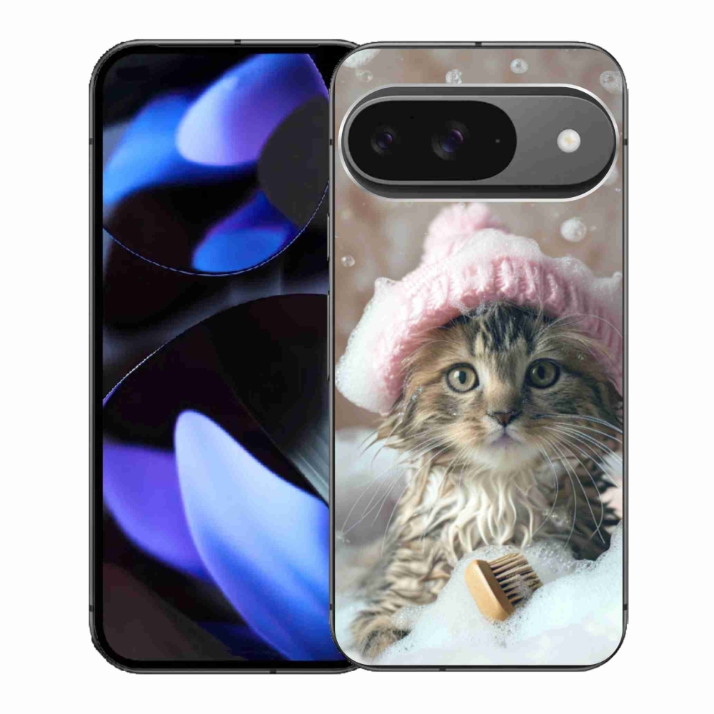 Gélový kryt mmCase na Google Pixel 9 - mačiatko a kúpeľ